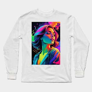 An Illustration of a Woman's Psychedelic Vision - colorful Long Sleeve T-Shirt